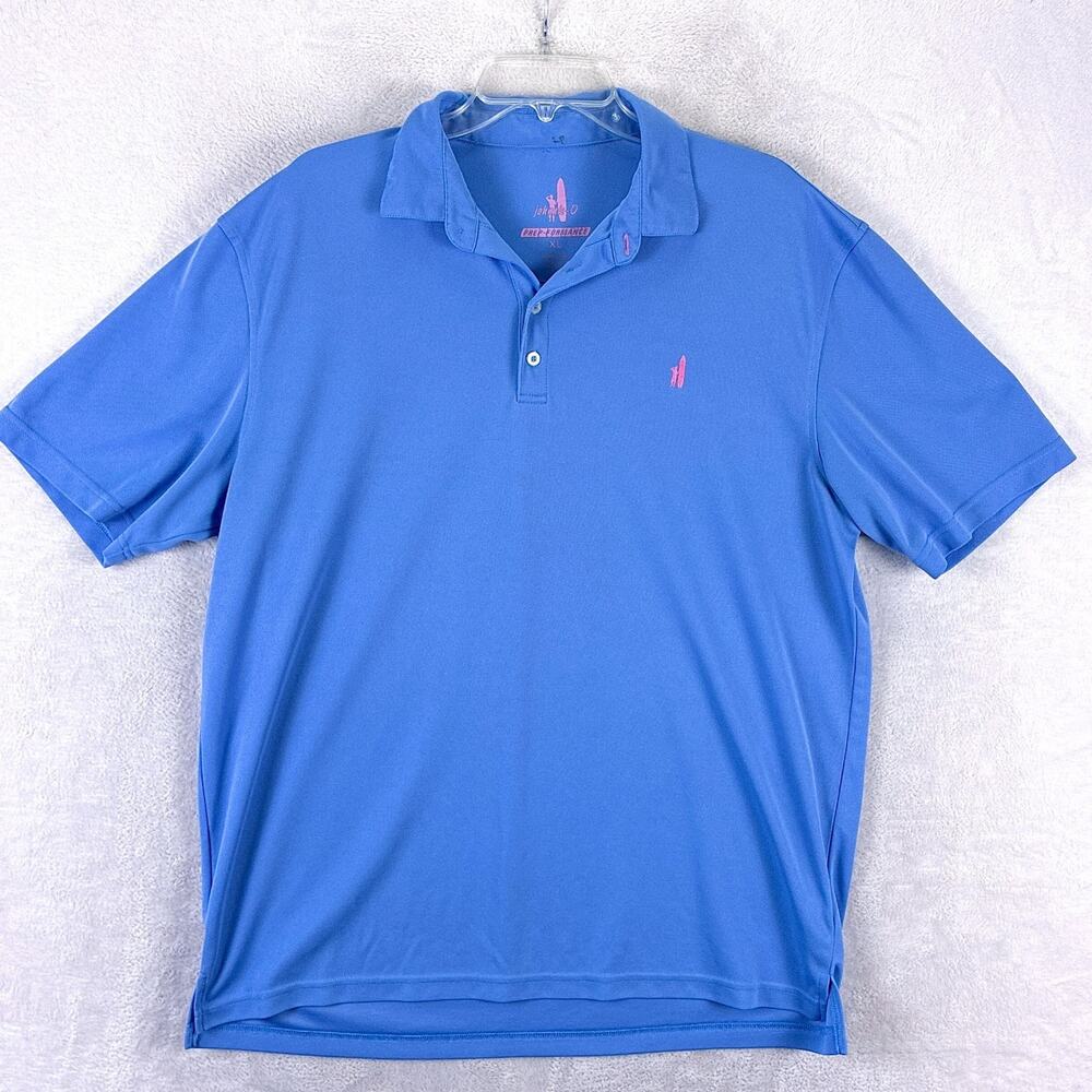 Johnnie-O Polo Shirt Mens XL Blue Pink Prep-Formance Preppy Golf Tennis Beach